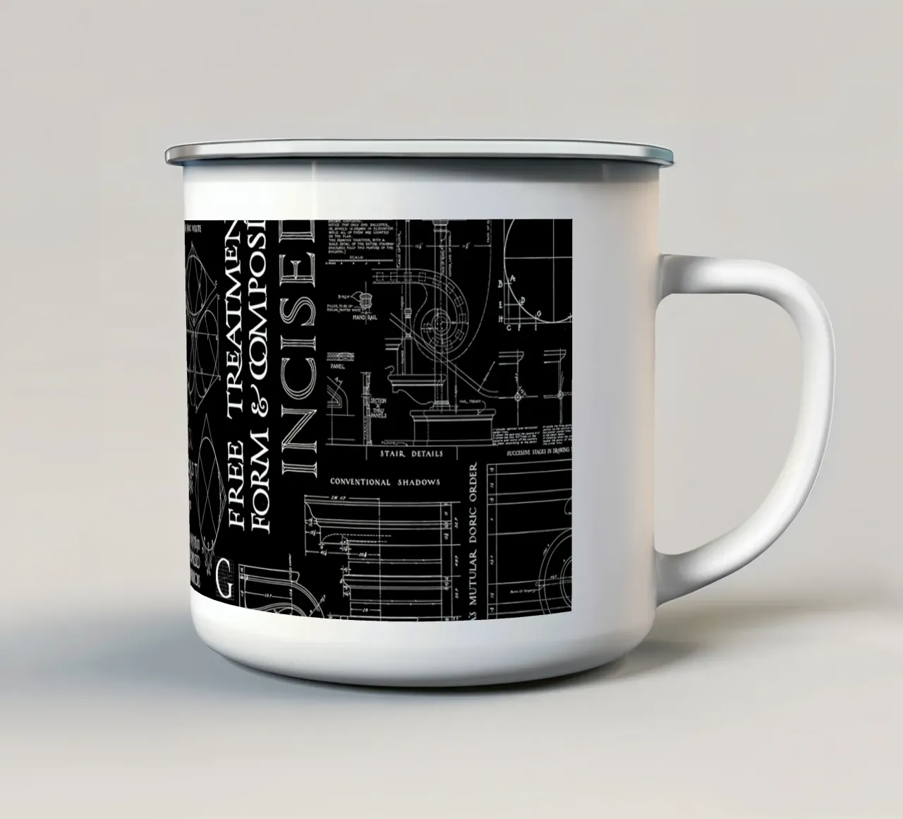 Architettura e tipografia d'epoca tazza in smalto da Andrea Haase Vintage World