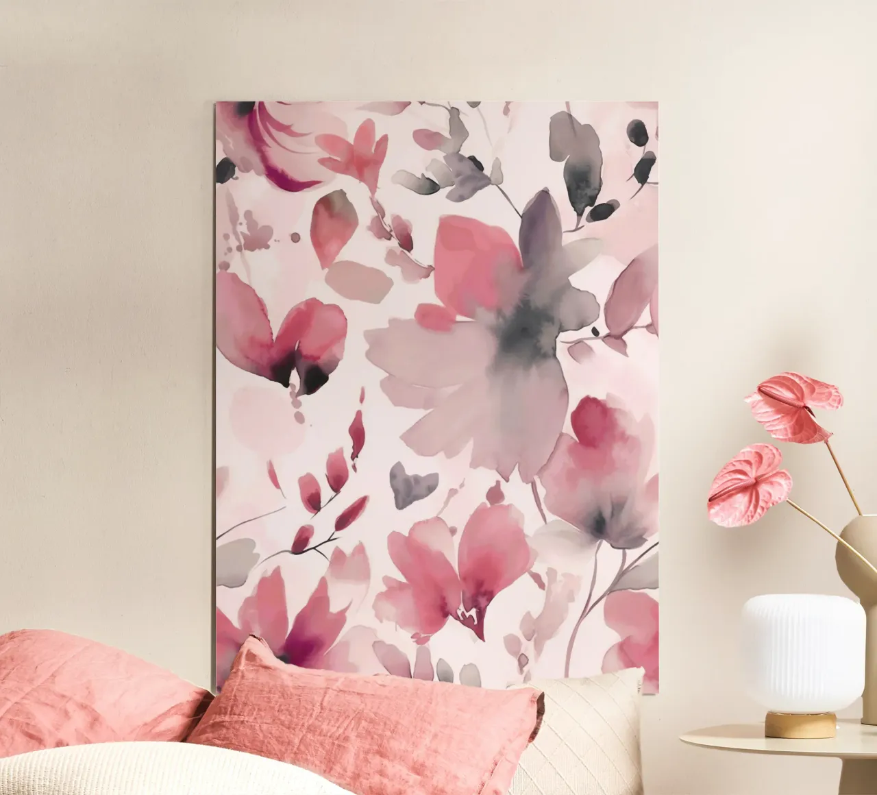 Fiori astratti allentati ad acquerello rosa pastello poster con telaio in plastica da Andrea Haase Floral Passion