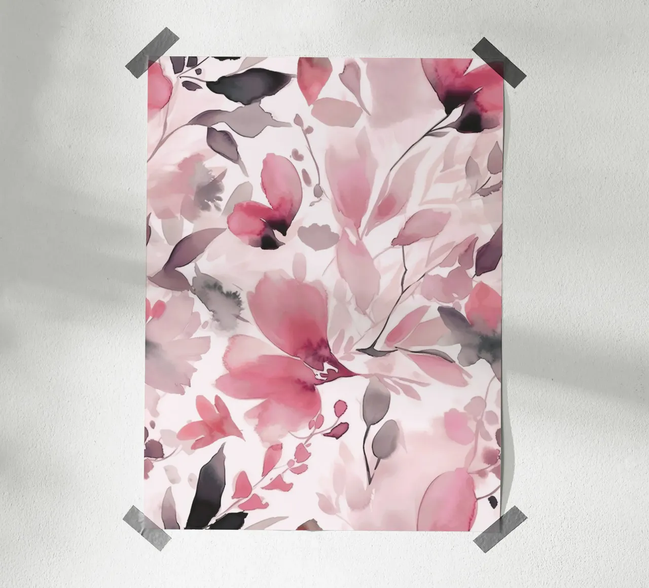 Fiori astratti acquerellati rosa pastello poster con telaio in legno da Andrea Haase Floral Passion