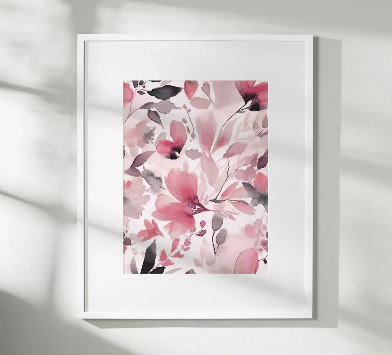 Fiori astratti acquerellati rosa pastello poster con telaio in legno da Andrea Haase Floral Passion