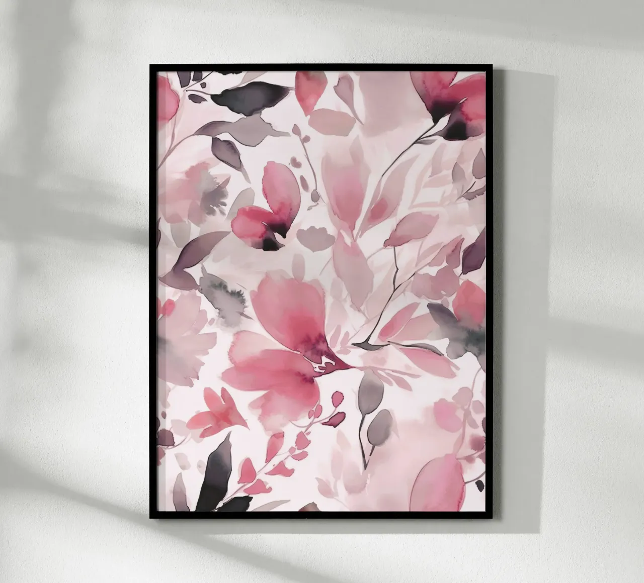 Fiori astratti acquerellati rosa pastello poster con telaio in legno da Andrea Haase Floral Passion