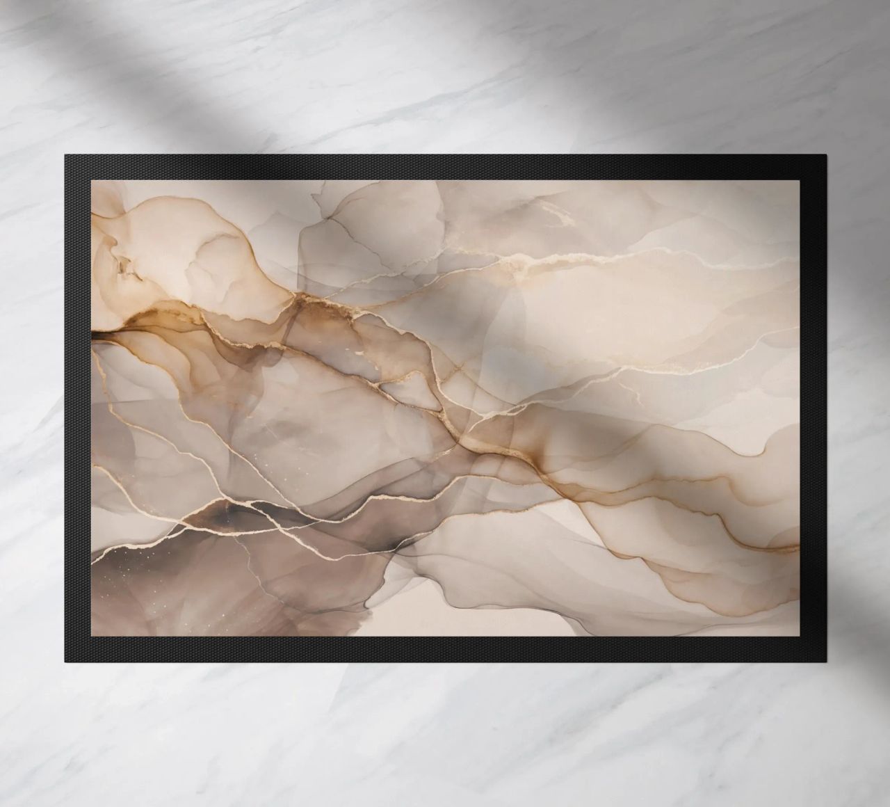 Inky Transparency Abstract Flow Beige Brown doormat by Andrea Haase Modern Home