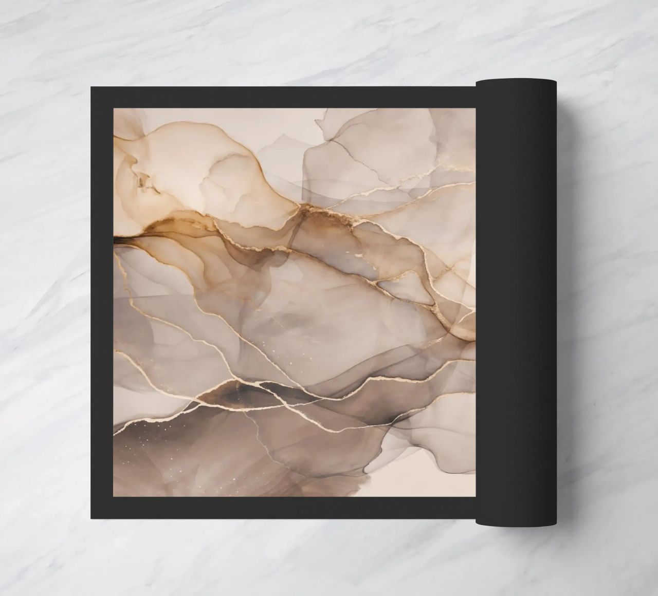 Inky Transparency Abstract Flow Beige Brown doormat by Andrea Haase Modern Home