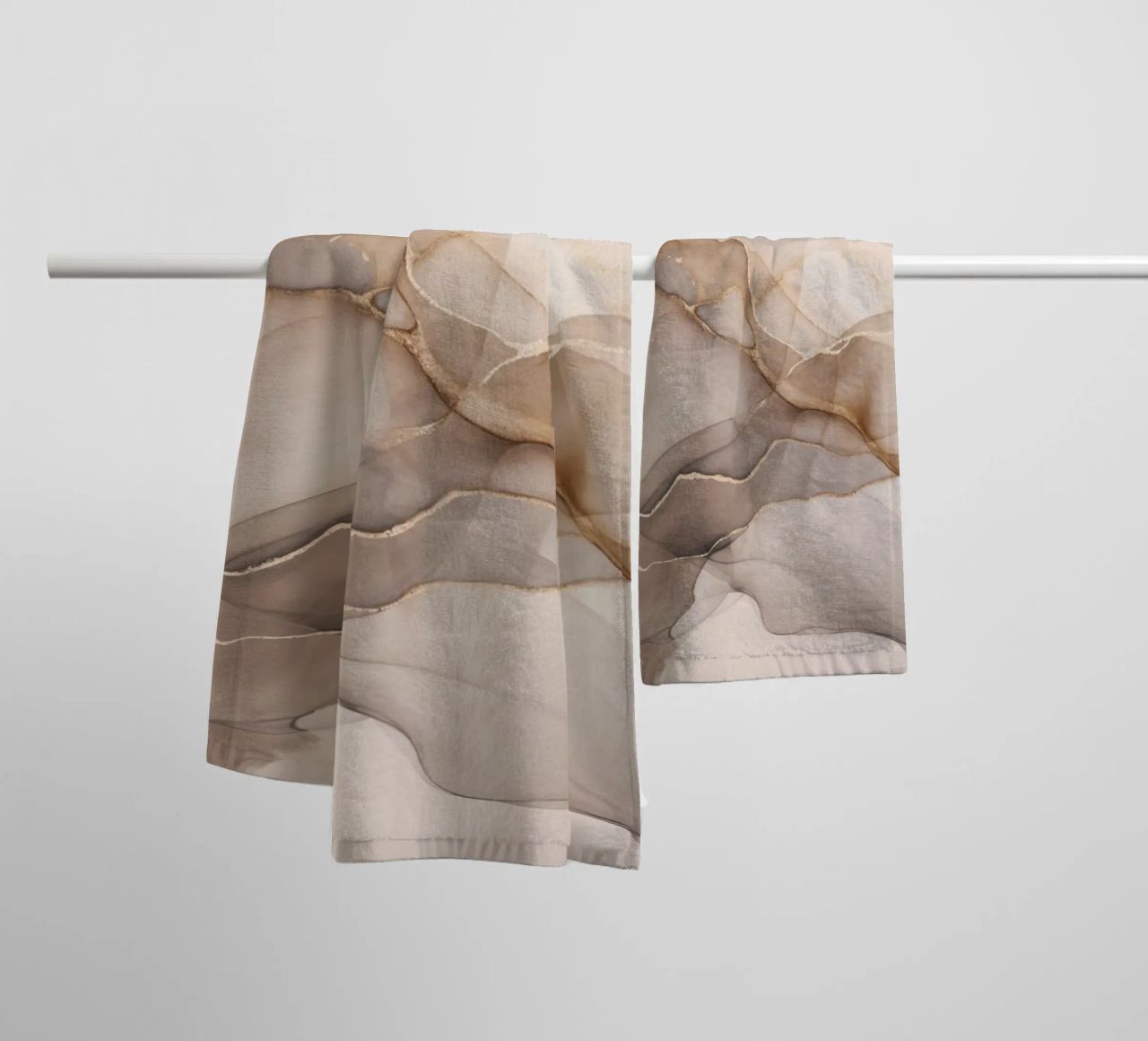 Inky Transparency Abstract Flow Beige Brown towel by Andrea Haase Modern Home