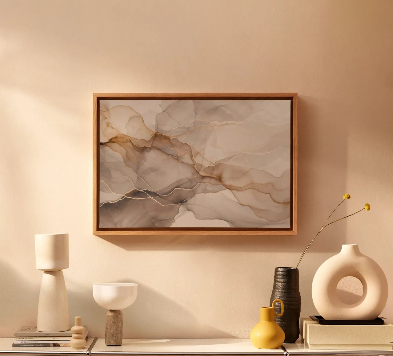 Inky Transparency Abstract Flow Beige Brown canvas by Andrea Haase Modern Home