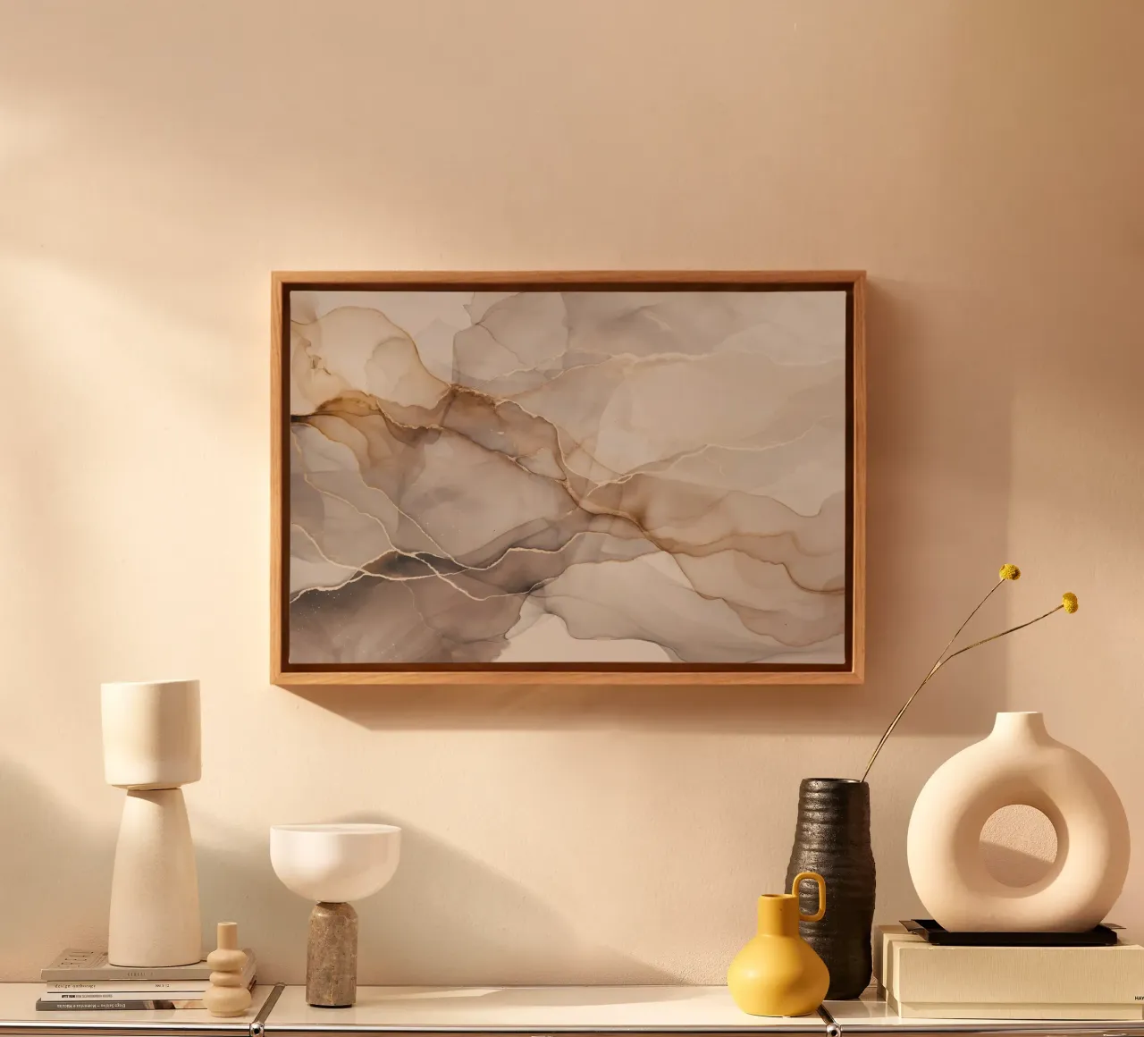Inky Transparency Abstract Flow Beige Brown canvas by Andrea Haase Modern Home