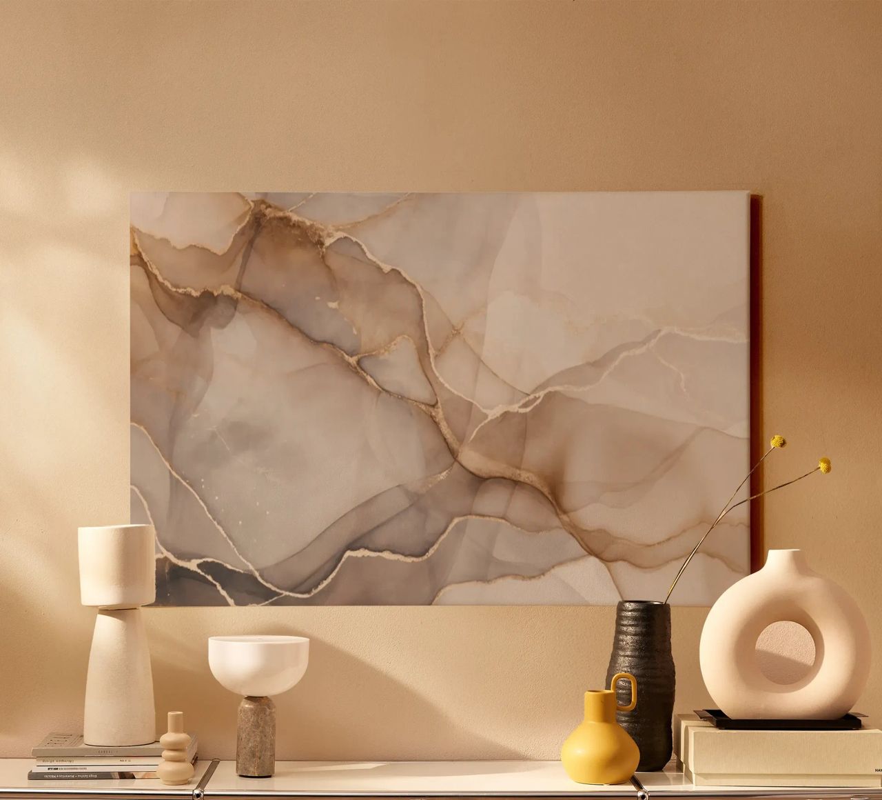 Inky Transparency Abstract Flow Beige Brown canvas by Andrea Haase Modern Home