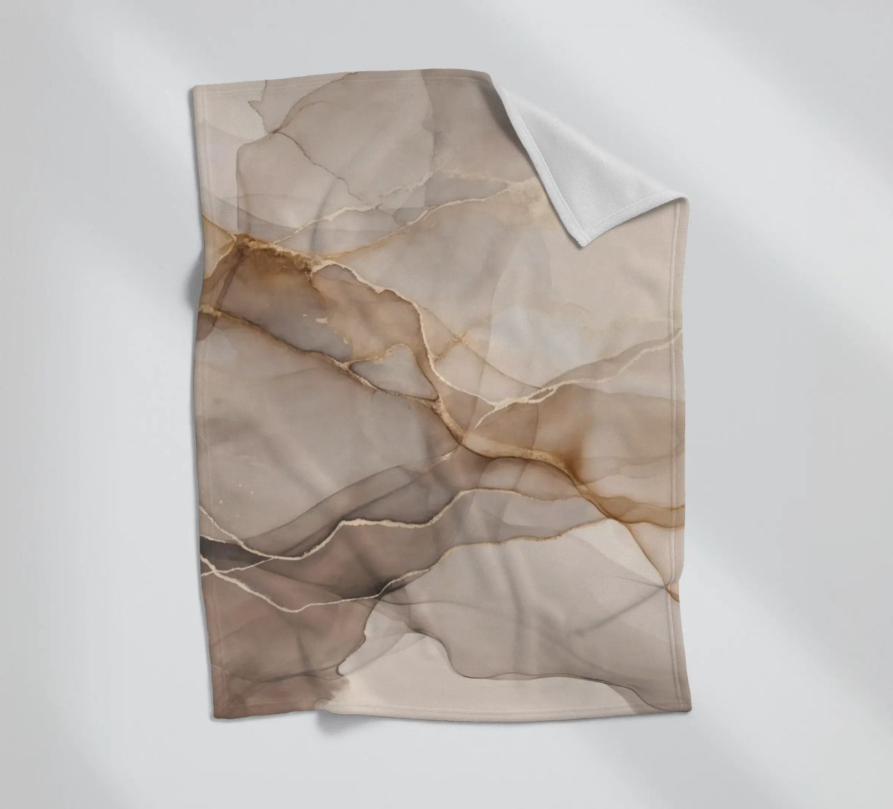 Inky Transparency Abstract Flow Beige Brown fleece blanket by Andrea Haase Modern Home