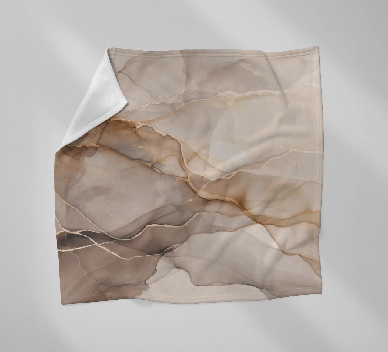 Inky Transparency Abstract Flow Beige Brown fleece blanket by Andrea Haase Modern Home