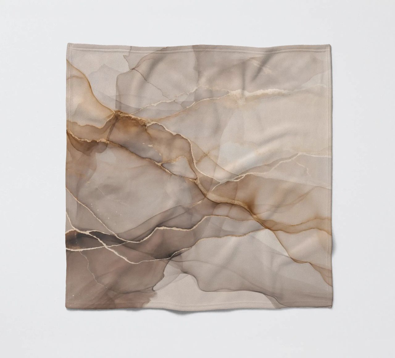 Inky Transparency Abstract Flow Beige Brown fleece blanket by Andrea Haase Modern Home