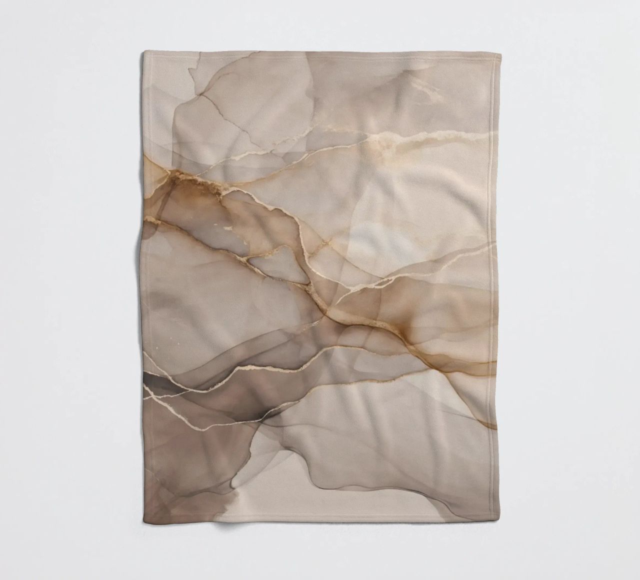 Inky Transparency Abstract Flow Beige Brown fleece blanket by Andrea Haase Modern Home