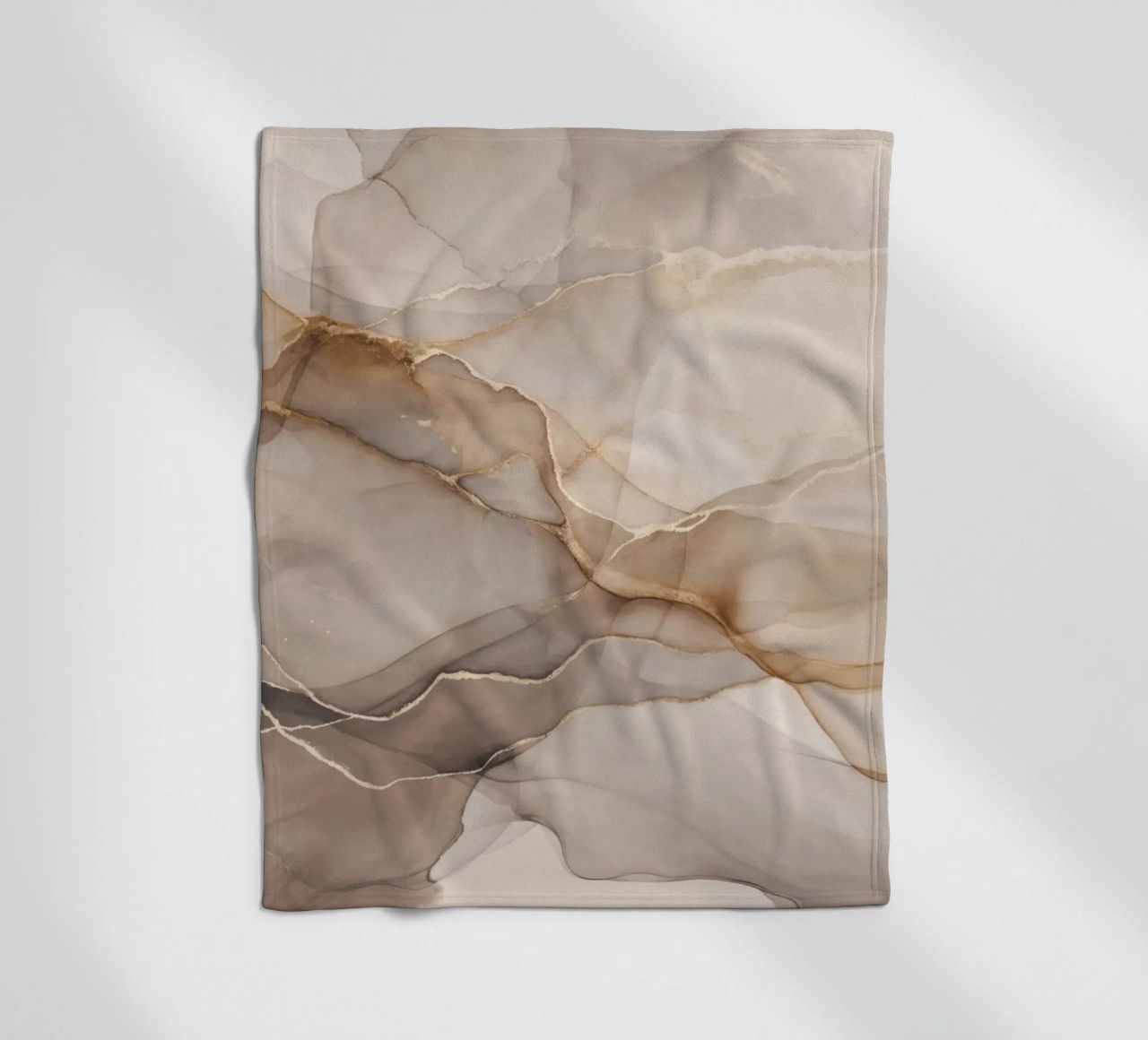 Inky Transparency Abstract Flow Beige Brown fleece blanket by Andrea Haase Modern Home