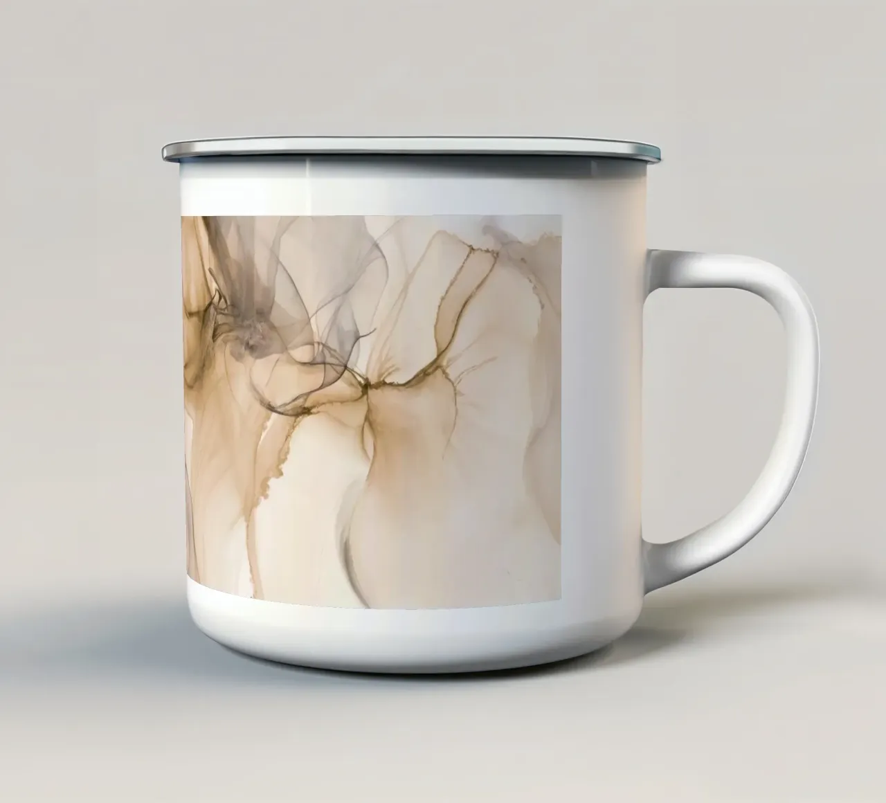 Inchiostro galleggiante Slow Motion Beige Brown tazza in smalto da Andrea Haase Modern Home