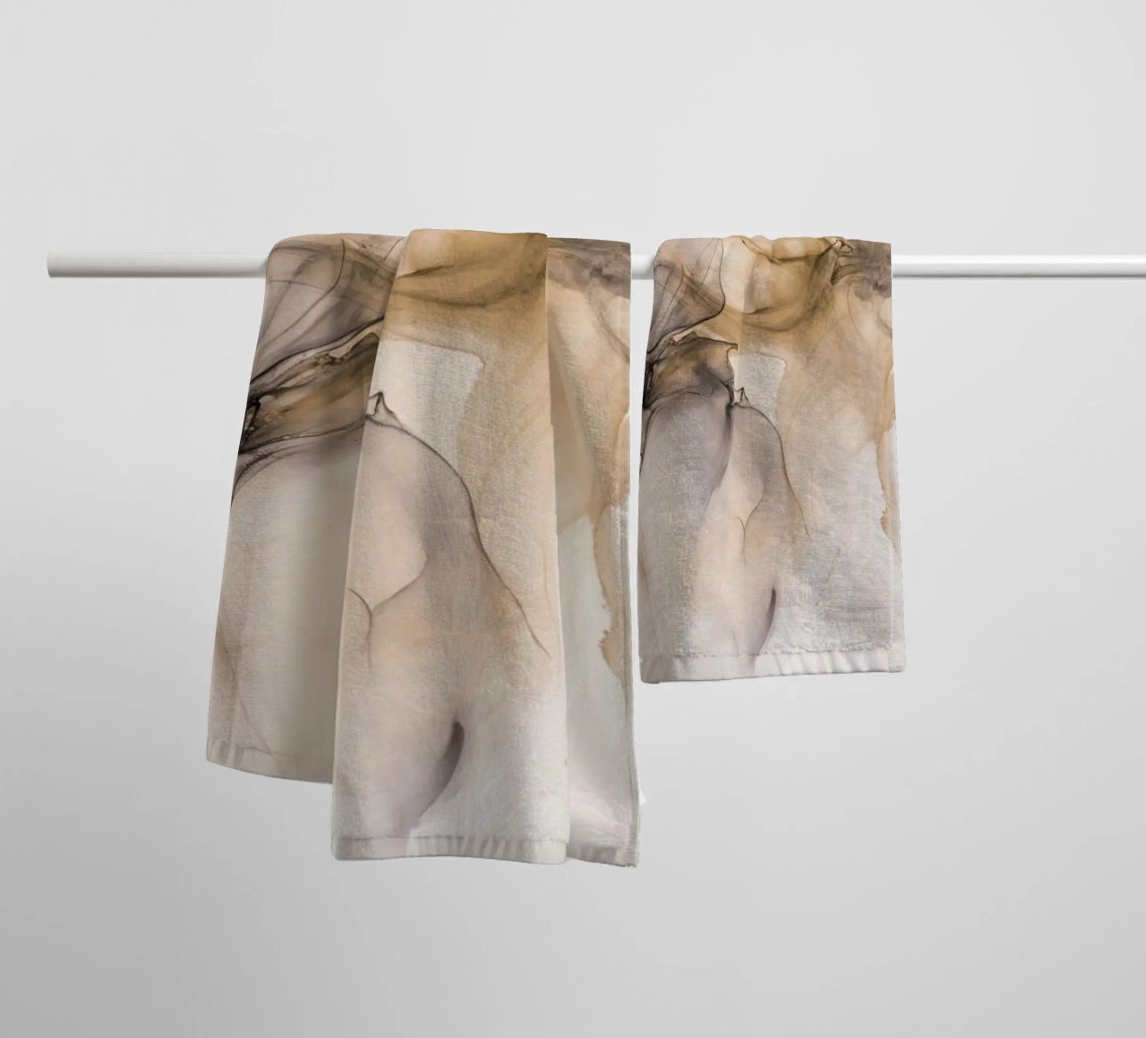 Slow Motion Floating Ink Beige Brown towel by Andrea Haase Modern Home