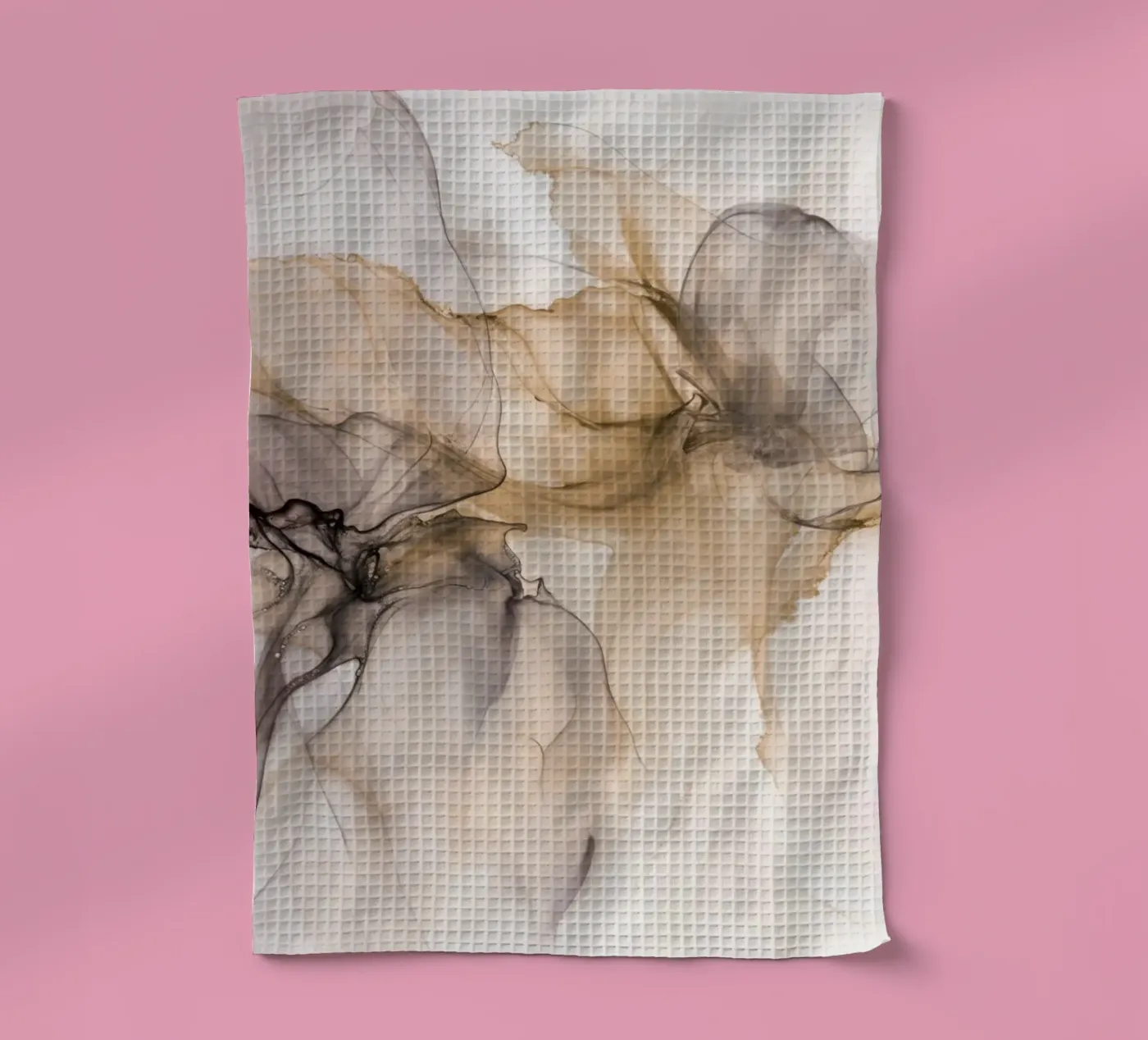 Slow Motion Floating Ink Beige Brown tea towel by Andrea Haase Contemporary Timeless