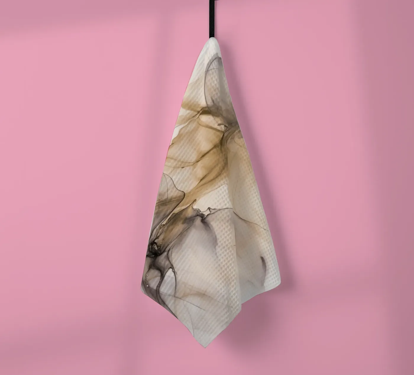 Slow Motion Floating Ink Beige Brown tea towel by Andrea Haase Contemporary Timeless