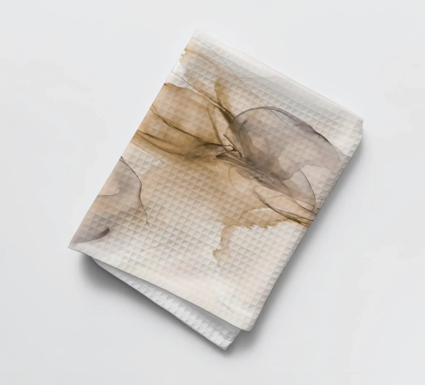 Slow Motion Floating Ink Beige Brown tea towel by Andrea Haase Contemporary Timeless