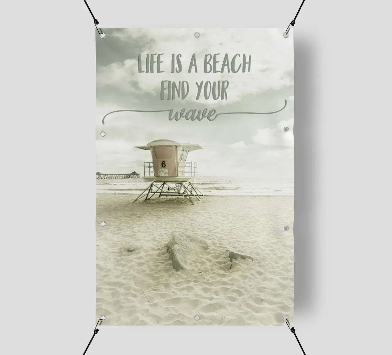 Life is a beach. Find your wave. | Beachscape telo in pvc da Melanie Viola