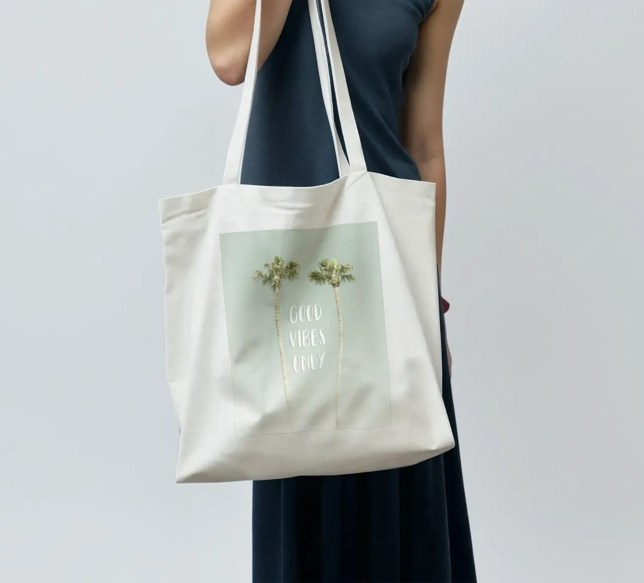 Good vibes only | Idyllic Palm Trees borsa in juta da Melanie Viola