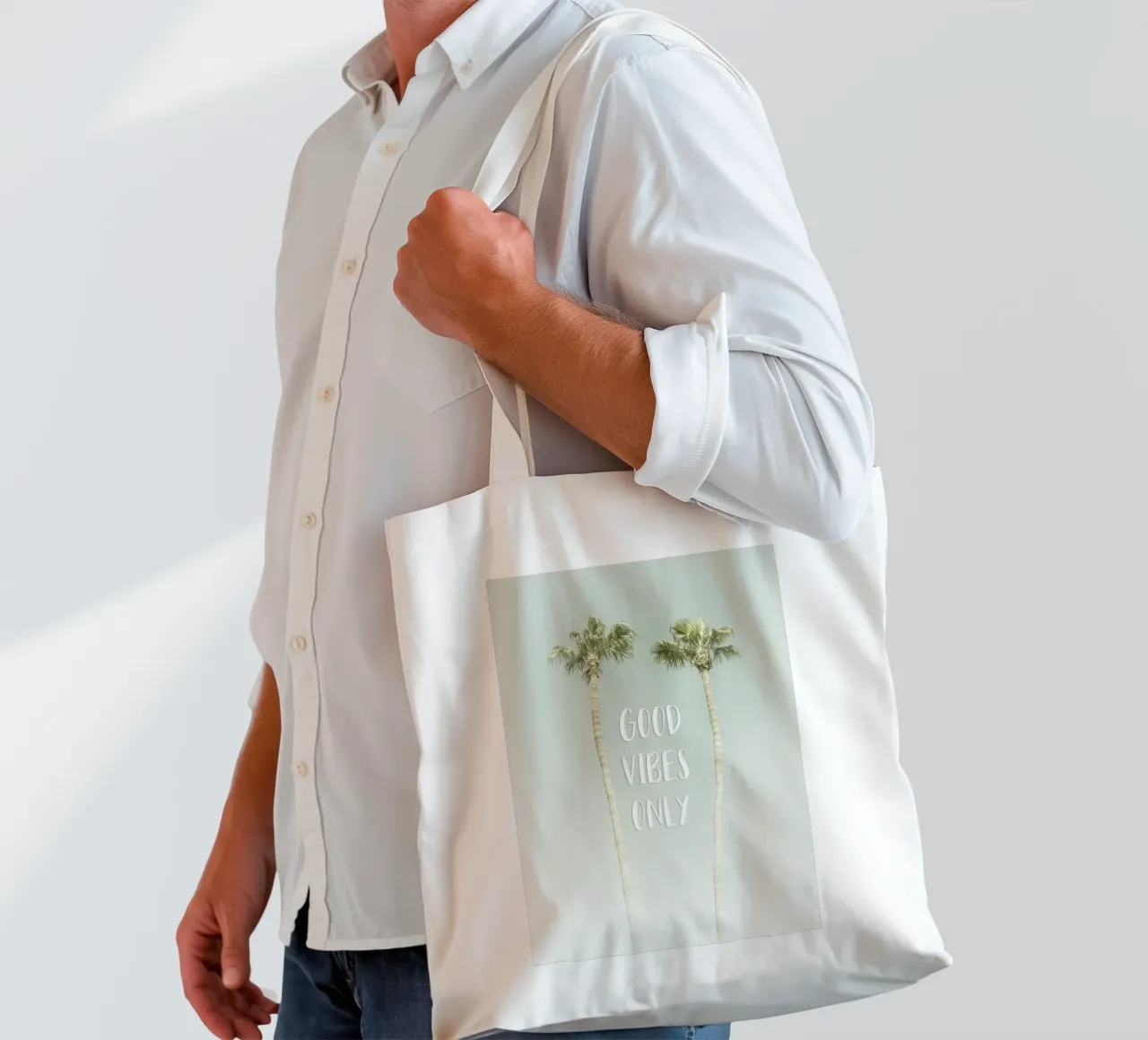 Good vibes only | Idyllic Palm Trees tote bag de Melanie Viola