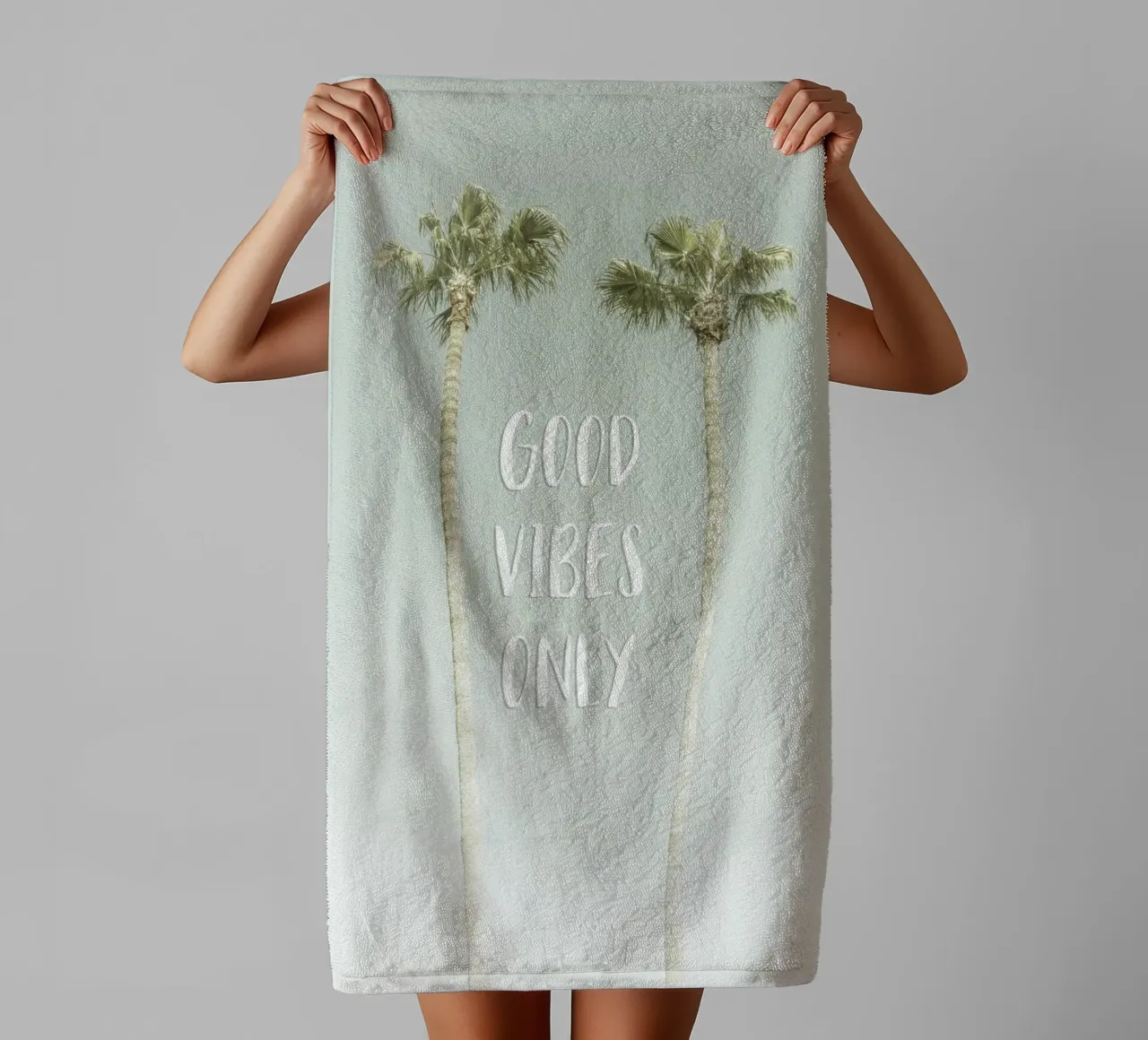 Good vibes only | Idyllic Palm Trees asciugamano da bagno da Melanie Viola