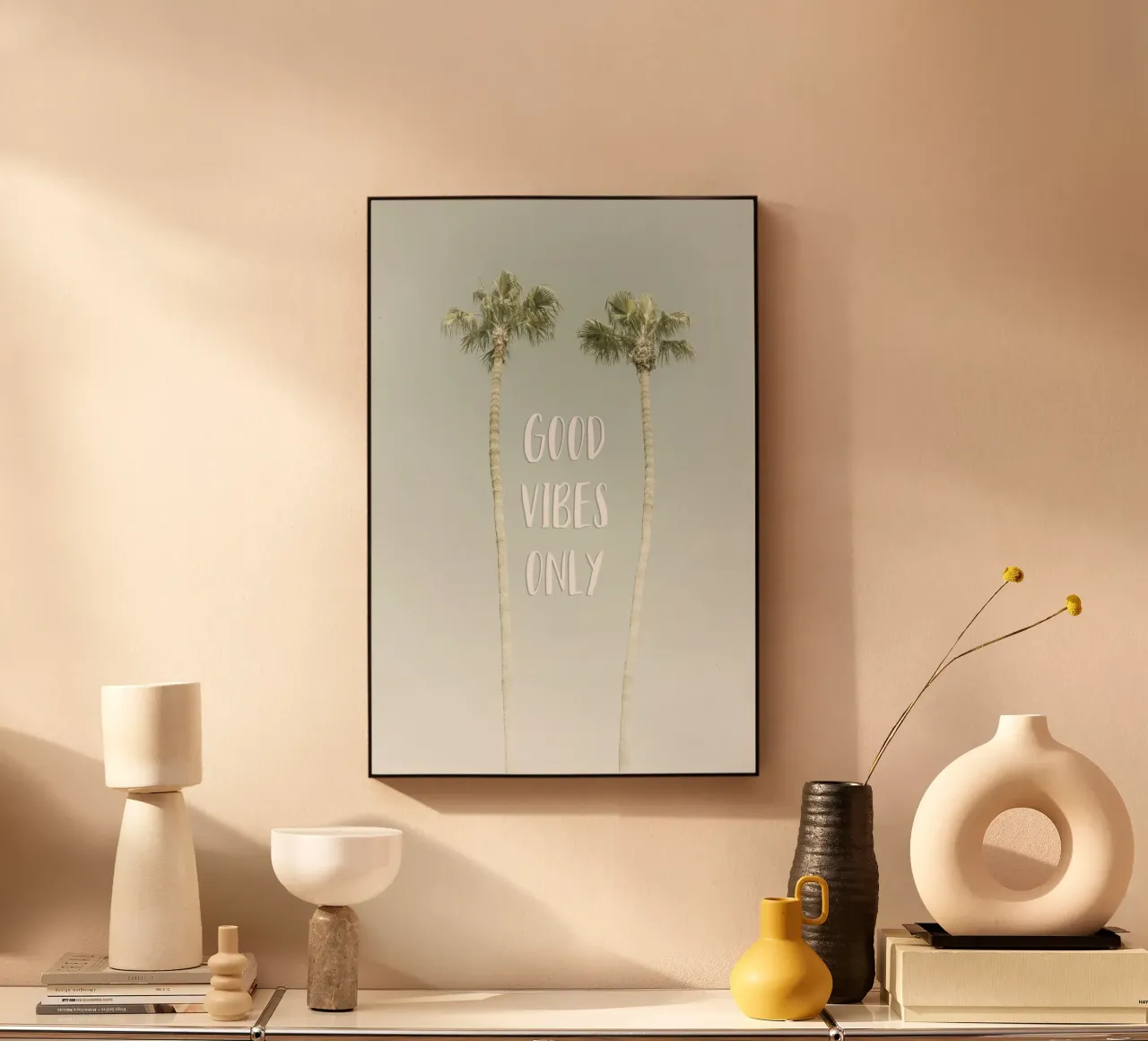 Good vibes only | Idyllic Palm Trees Alu-Dibond von Melanie Viola