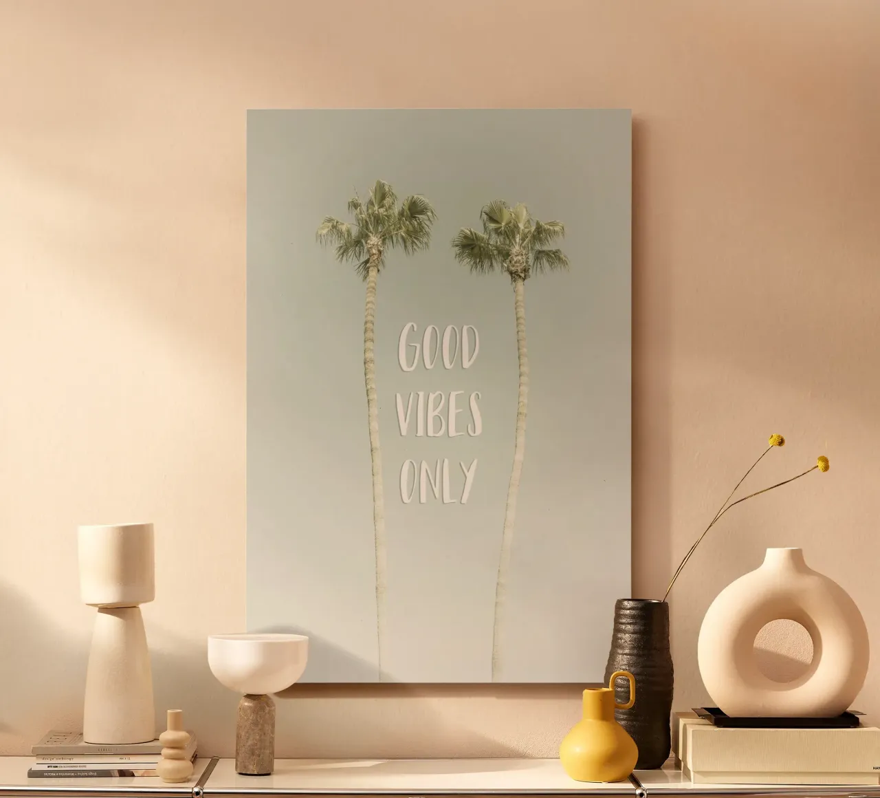 Good vibes only | Idyllic Palm Trees alluminio dibond da Melanie Viola