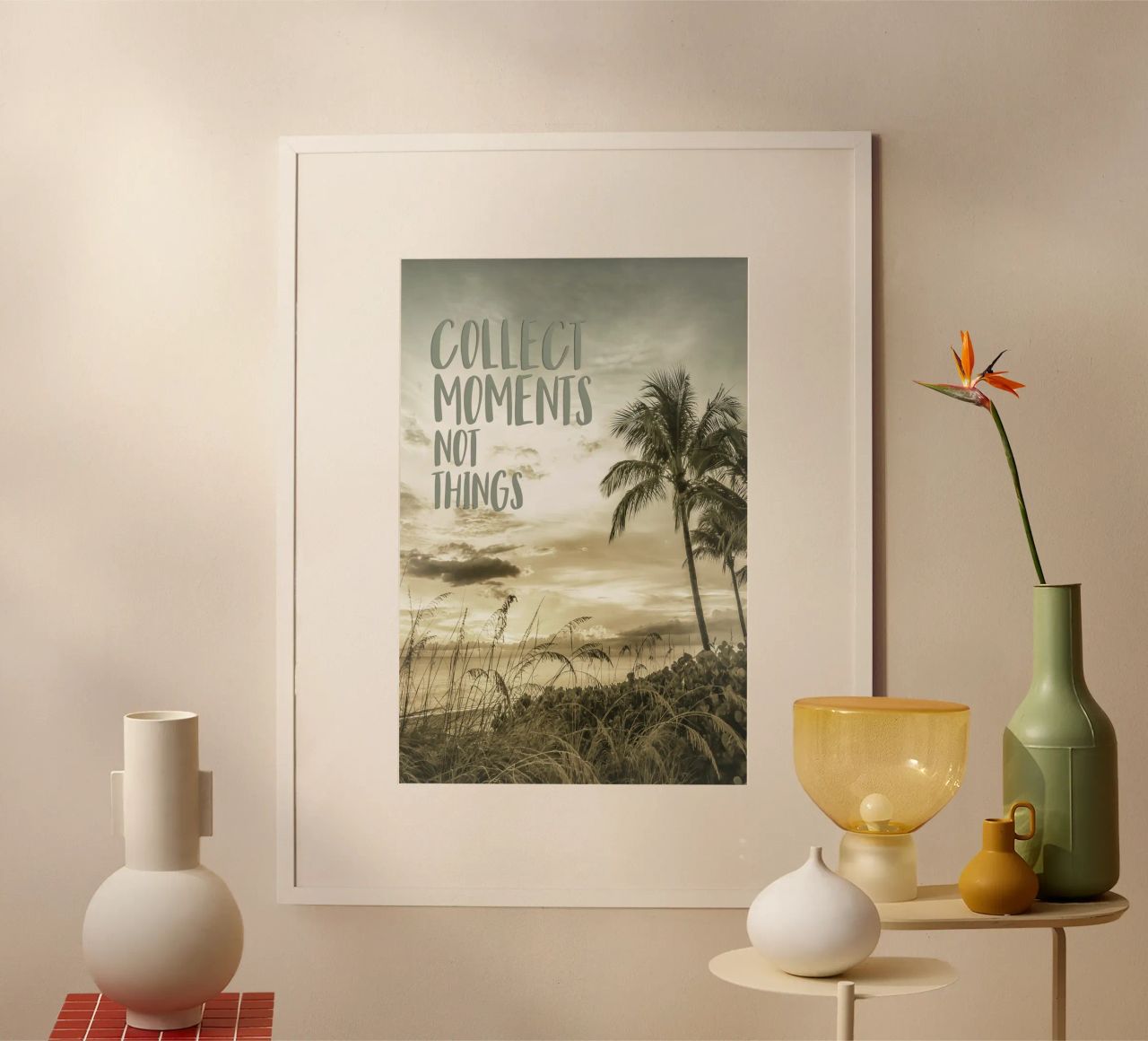 Collect moments not things | Sunset Poster von Melanie Viola