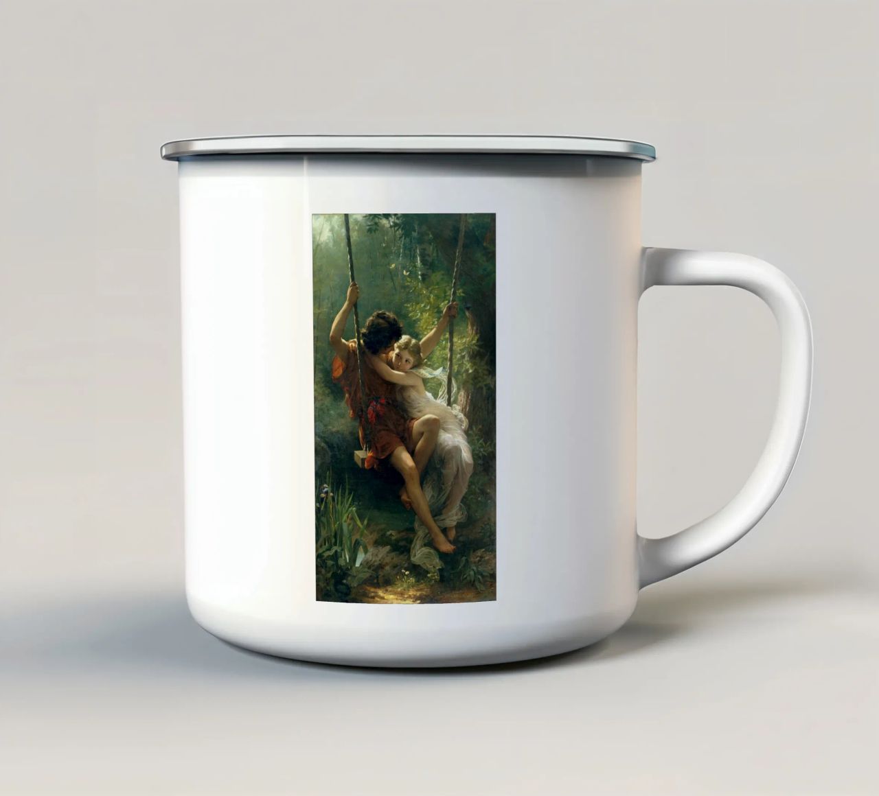 Pierre Auguste Cot - Springtime enamel mug by Timeless Artworks