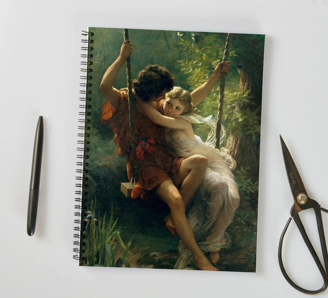 Pierre Auguste Cot - Springtime spiral notebook by Timeless Artworks