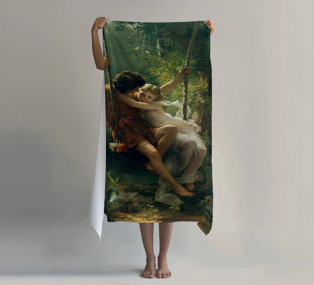 Pierre Auguste Cot - Springtime beach towel by Timeless Artworks