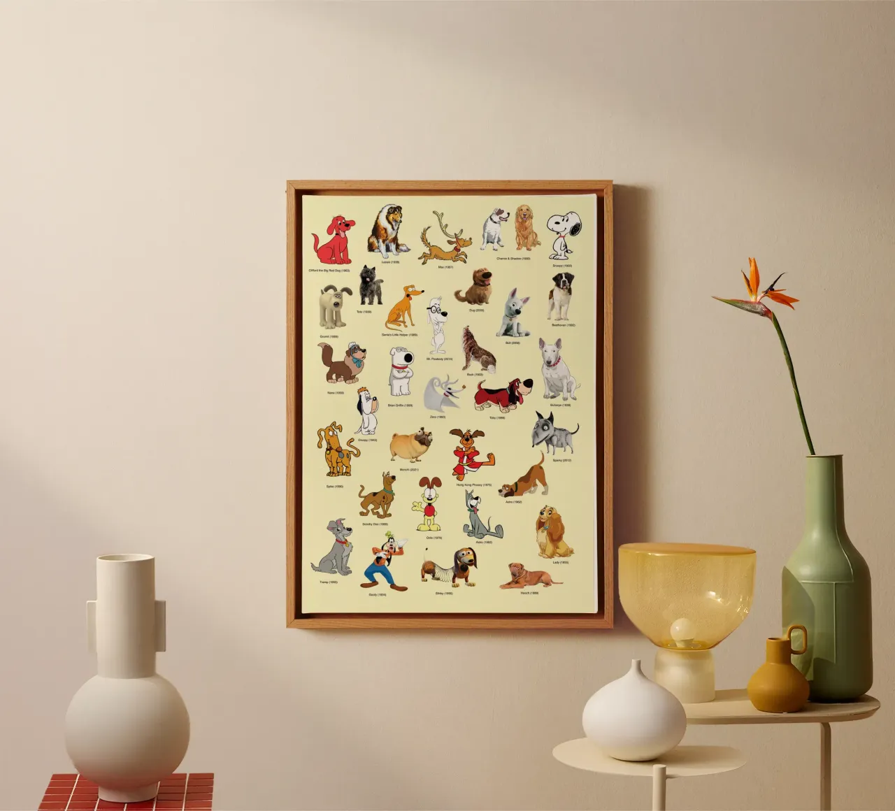 Cani famosi - Cani nel cinema e nella TV - Collezione Print tela con Cornice a cassetta da Mashtup