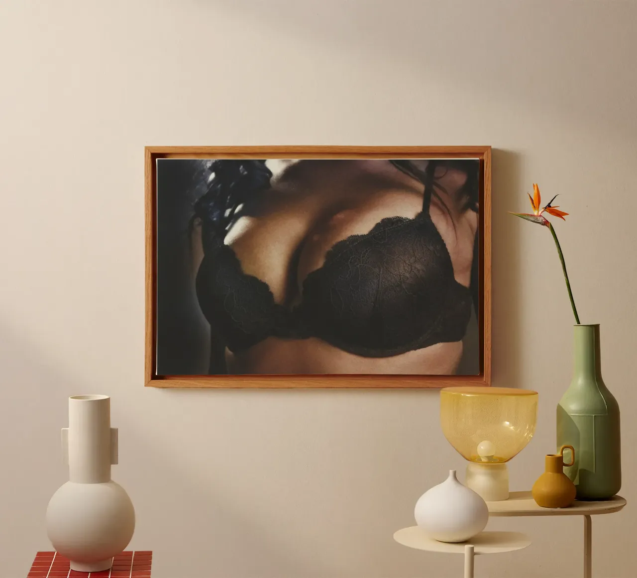 Zwarte bh canvas met Baklijst van Dave Hare Photography