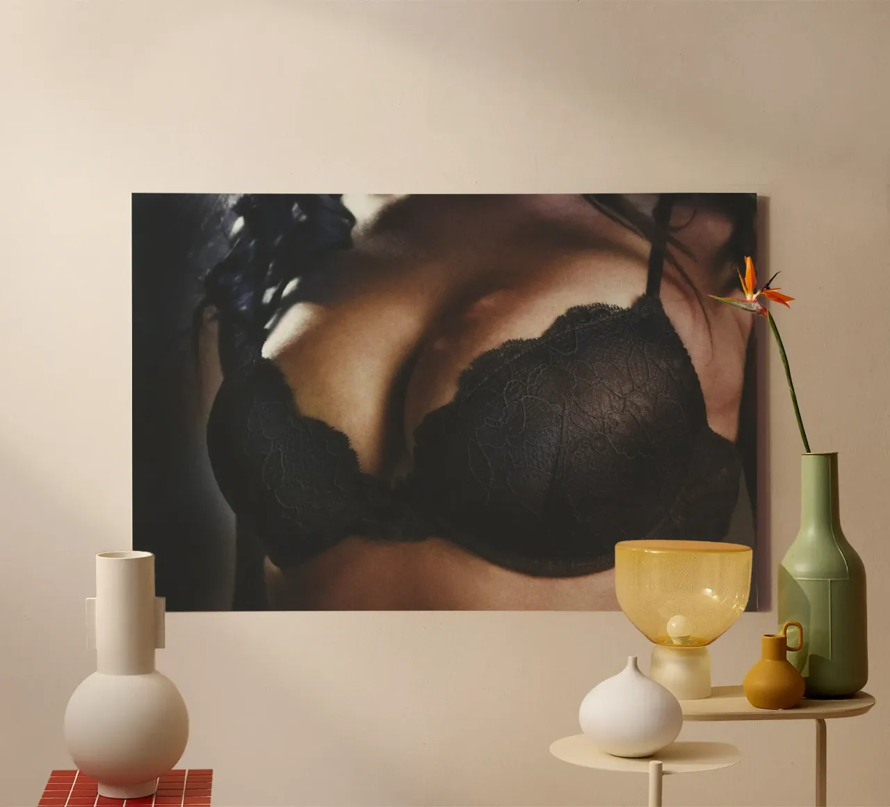 Zwarte bh canvas met Baklijst van Dave Hare Photography