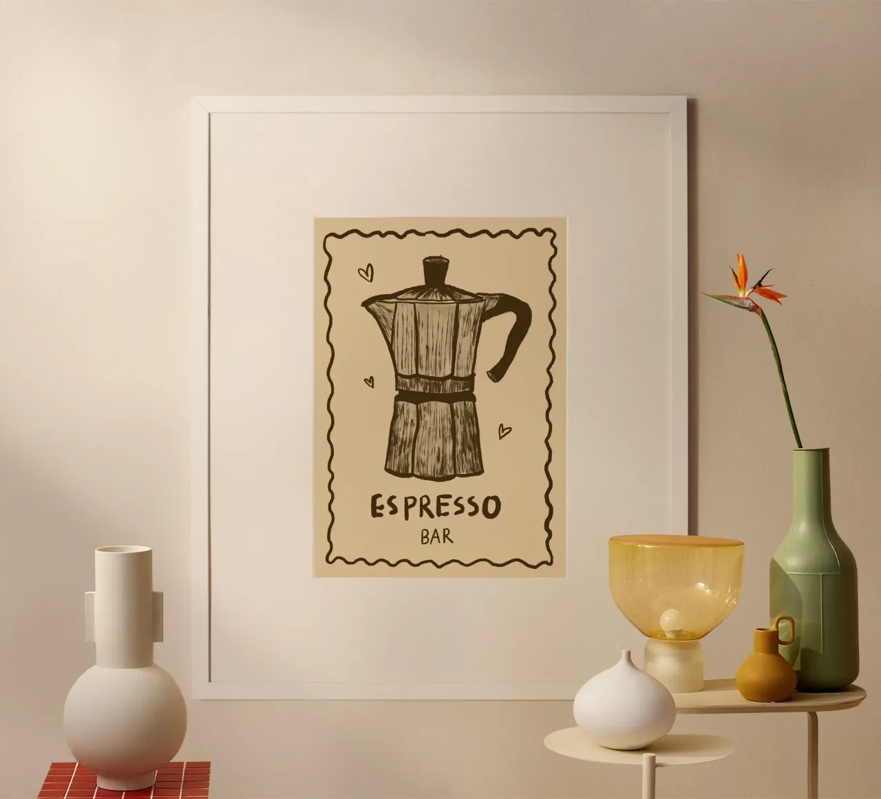 Espresso Bar Poster mit Holzrahmen von Studio Dolci