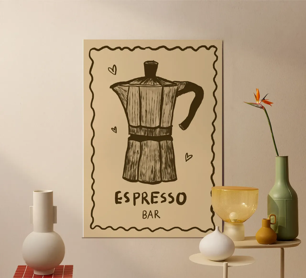 Espresso Bar Poster mit Holzrahmen von Studio Dolci