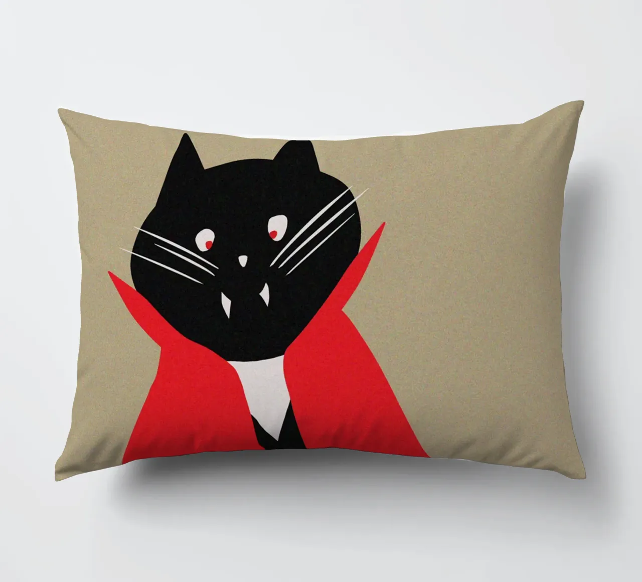 Vampire Black Tuxedo Cat with Red Cape decorative cushion by Lisa Jureczko Arts Illustration