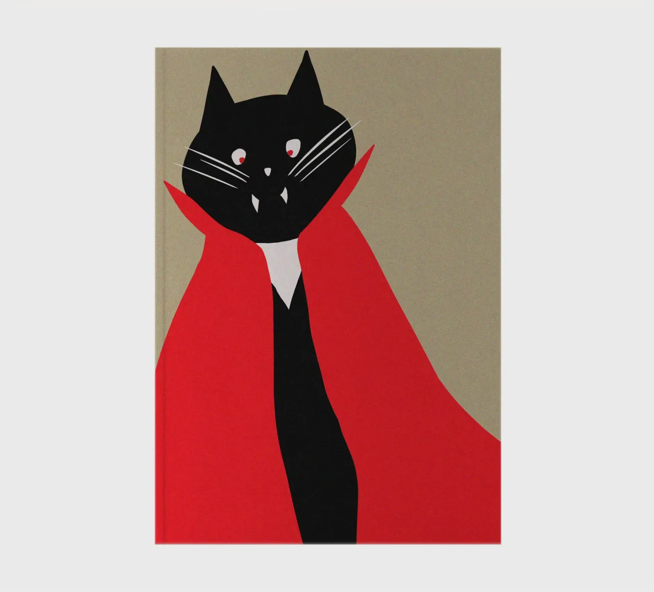 Vampire Black Tuxedo Cat with Red Cape notebook by Lisa Jureczko Arts Illustration