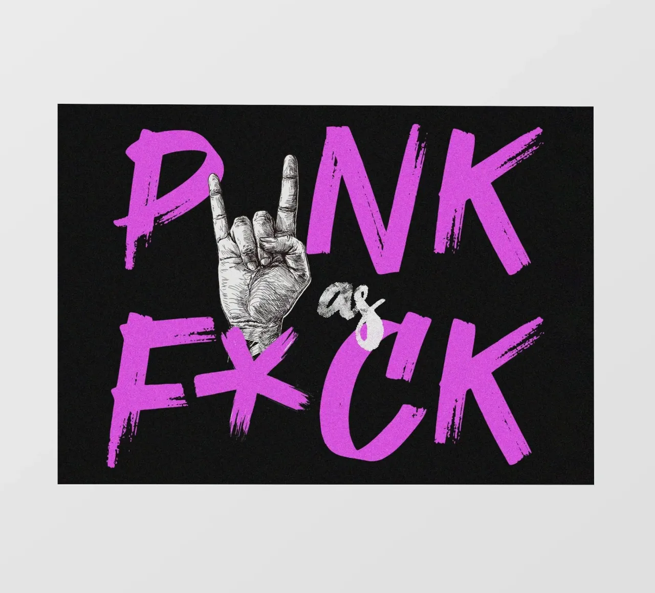 PUNK as F*CK illustrazione slogan scritta nera e rosa pellicola backlit da Lisa Jureczko Arts Illustration