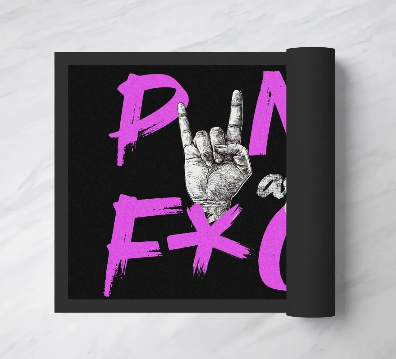 PUNK as F*CK illustrazione slogan scritta nera e rosa zerbino da Lisa Jureczko Arts Illustration