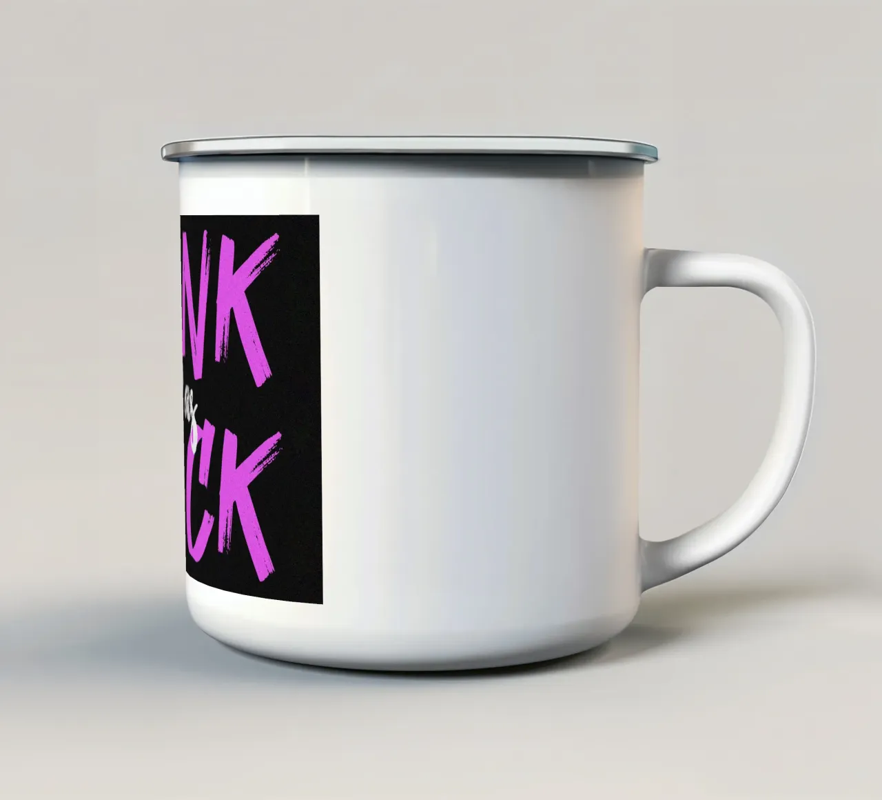 PUNK as F*CK illustrazione slogan scritta nera e rosa tazza in smalto da Lisa Jureczko Arts Illustration