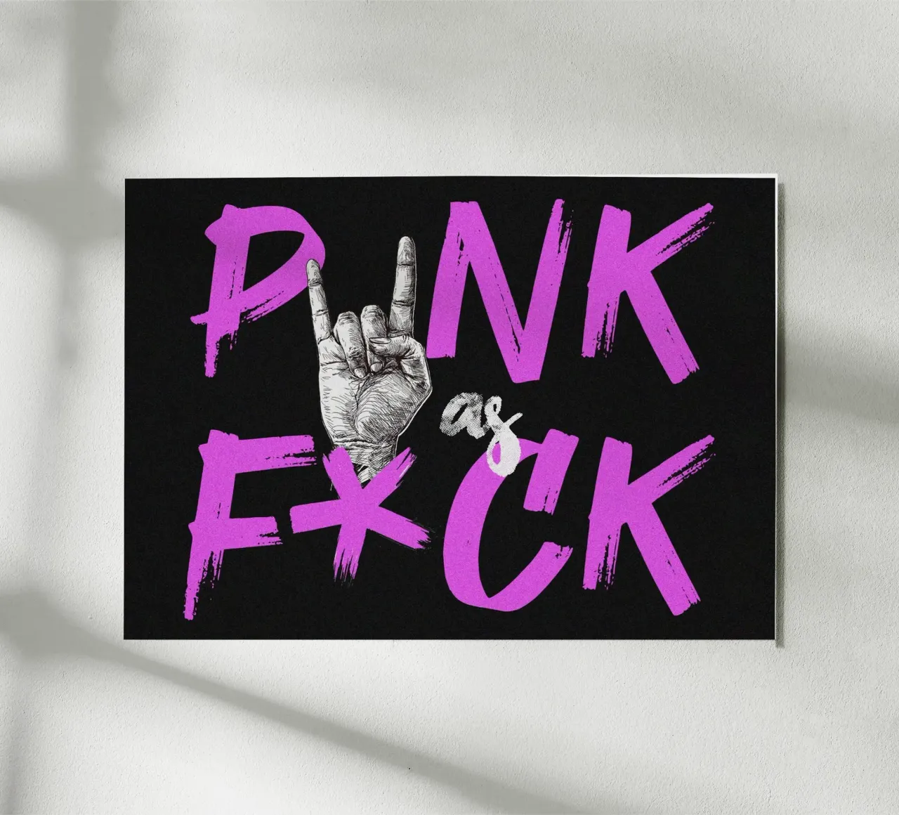 PUNK as F*CK illustrazione slogan scritta nera e rosa alluminio dibond da Lisa Jureczko Arts Illustration