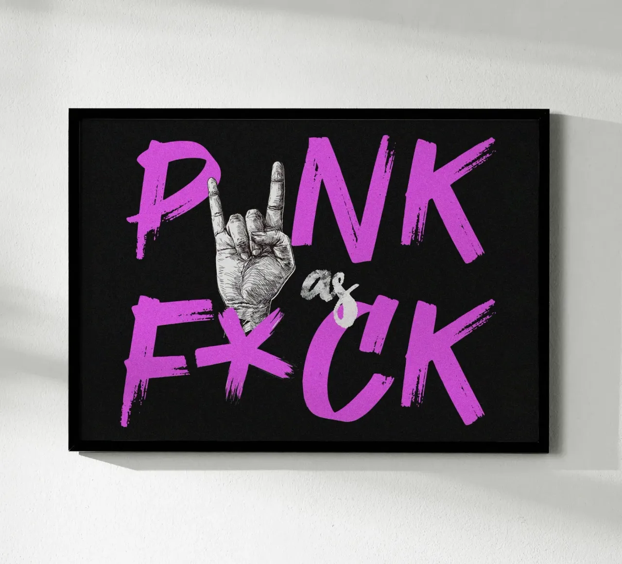 PUNK as F*CK illustrazione slogan scritta nera e rosa carta hahnemühle da Lisa Jureczko Arts Illustration