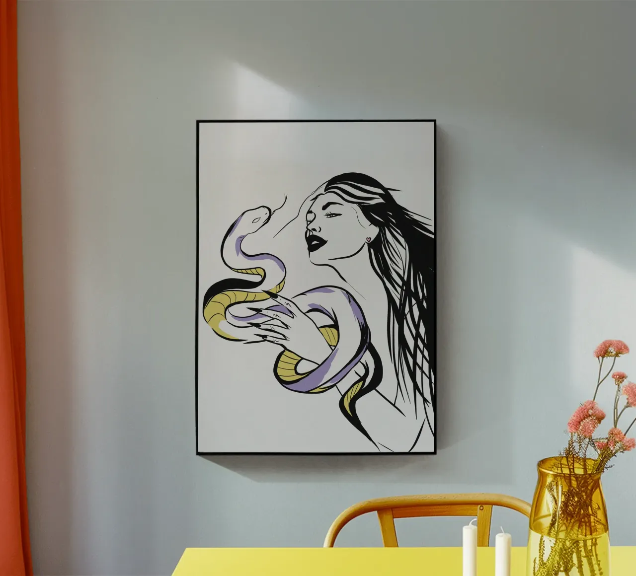 Donna con serpente plexiglass da Lisa Jureczko Arts Illustration