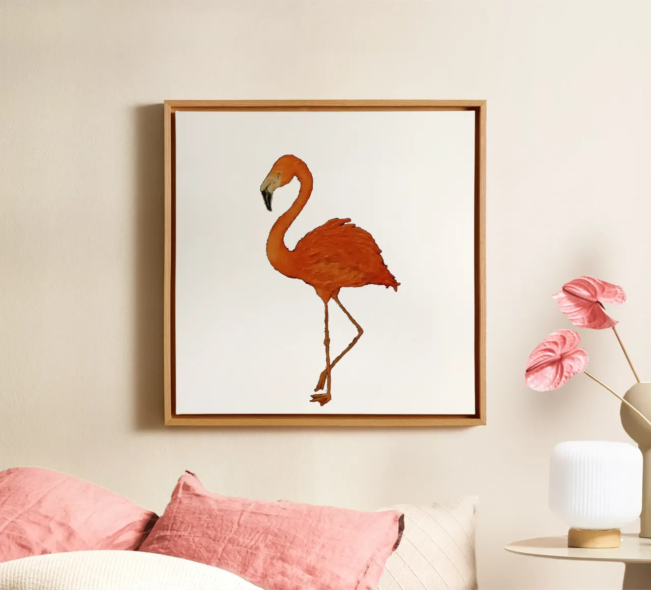 Flamingo tela con Cornice a cassetta da Magpie luck
