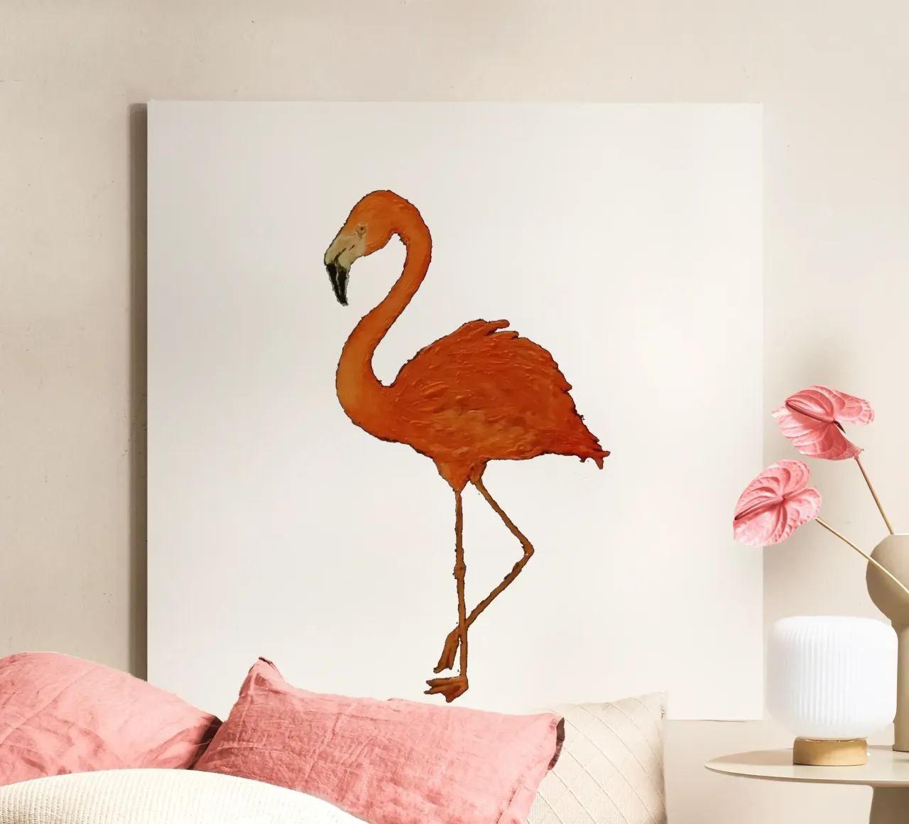 Flamingo tela con Cornice a cassetta da Magpie luck