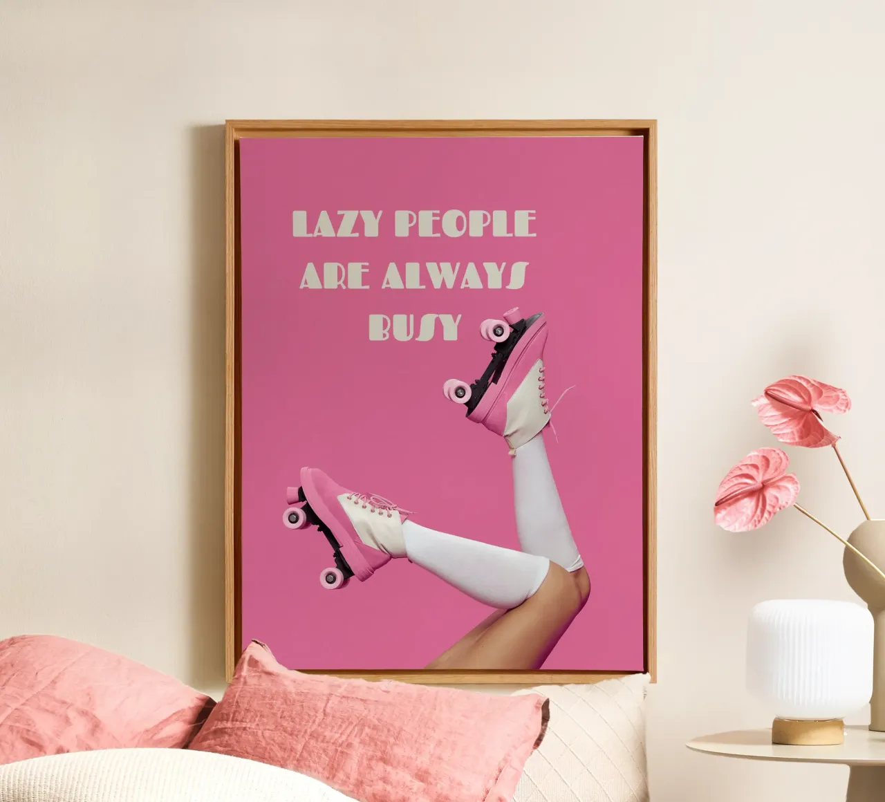 LAZY PEOPLE ARE ALWAYS BUSY canvas with Floater frame by ArtDesign by KBK