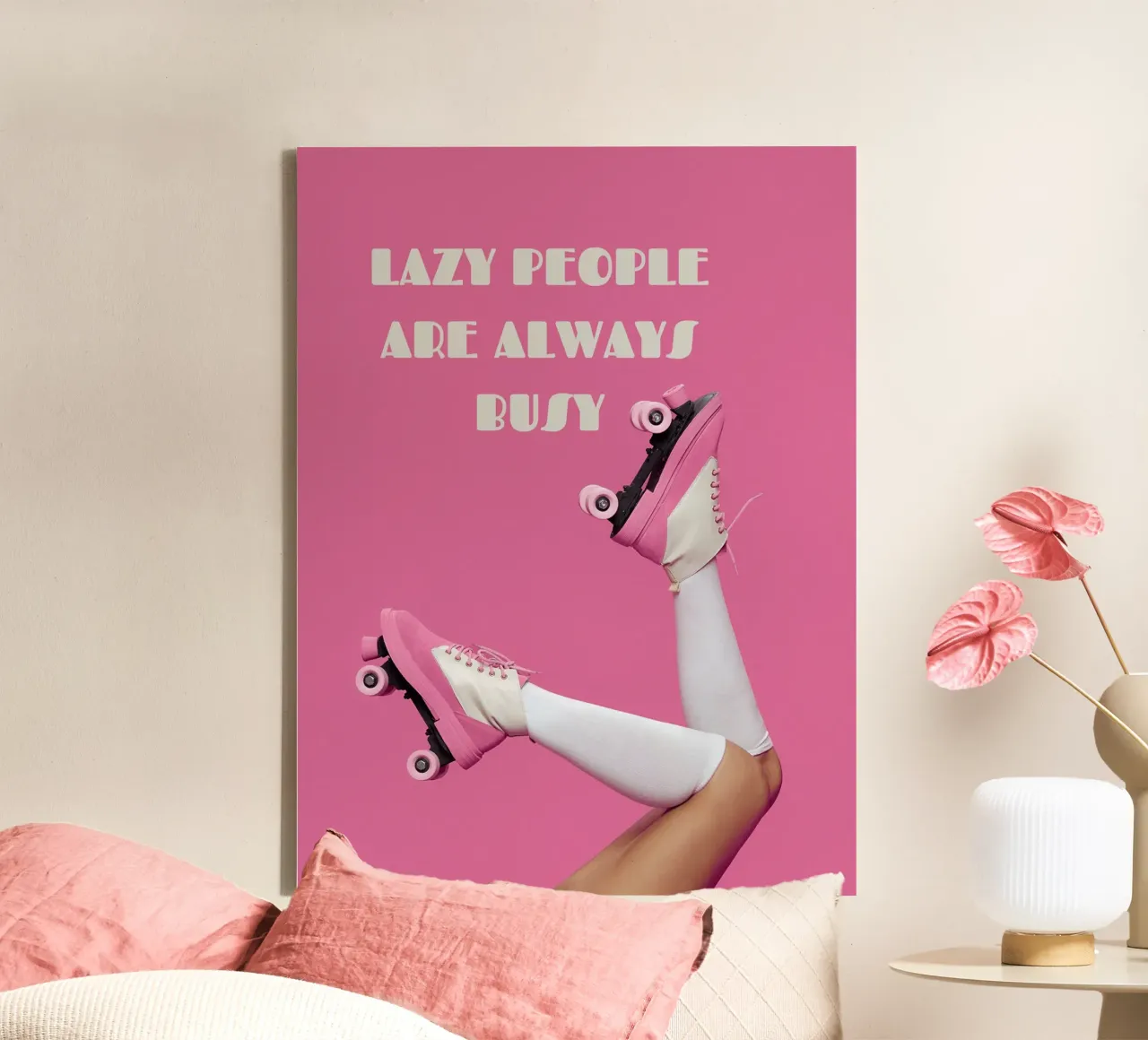 LAZY PEOPLE ARE ALWAYS BUSY canvas with Floater frame by ArtDesign by KBK