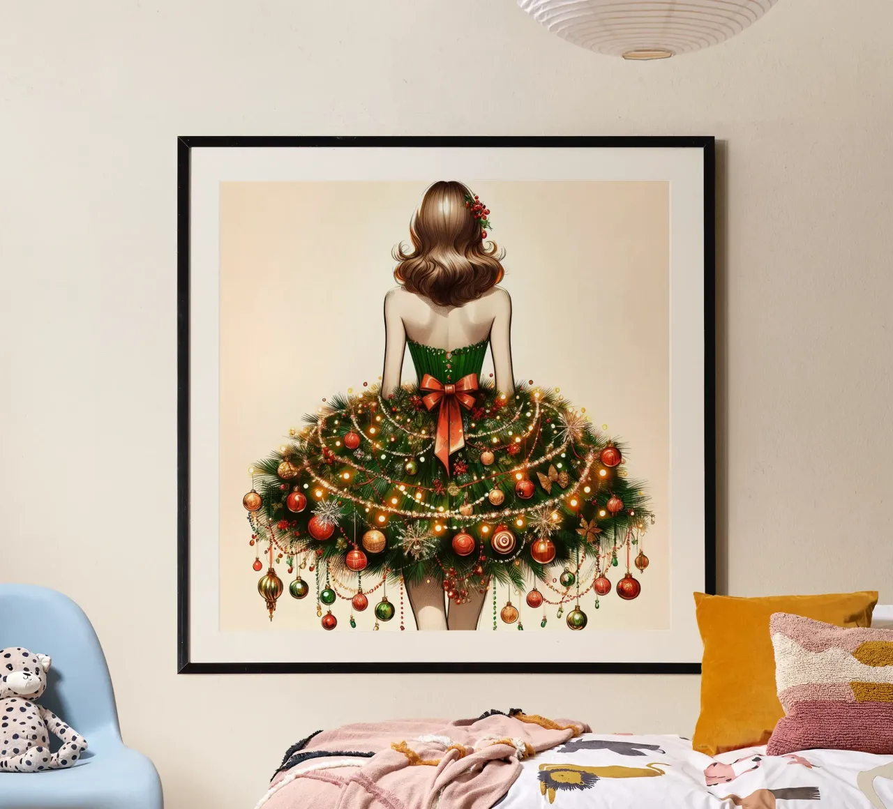 Abito con albero di Natale carta hahnemühle da ARTOMATIC