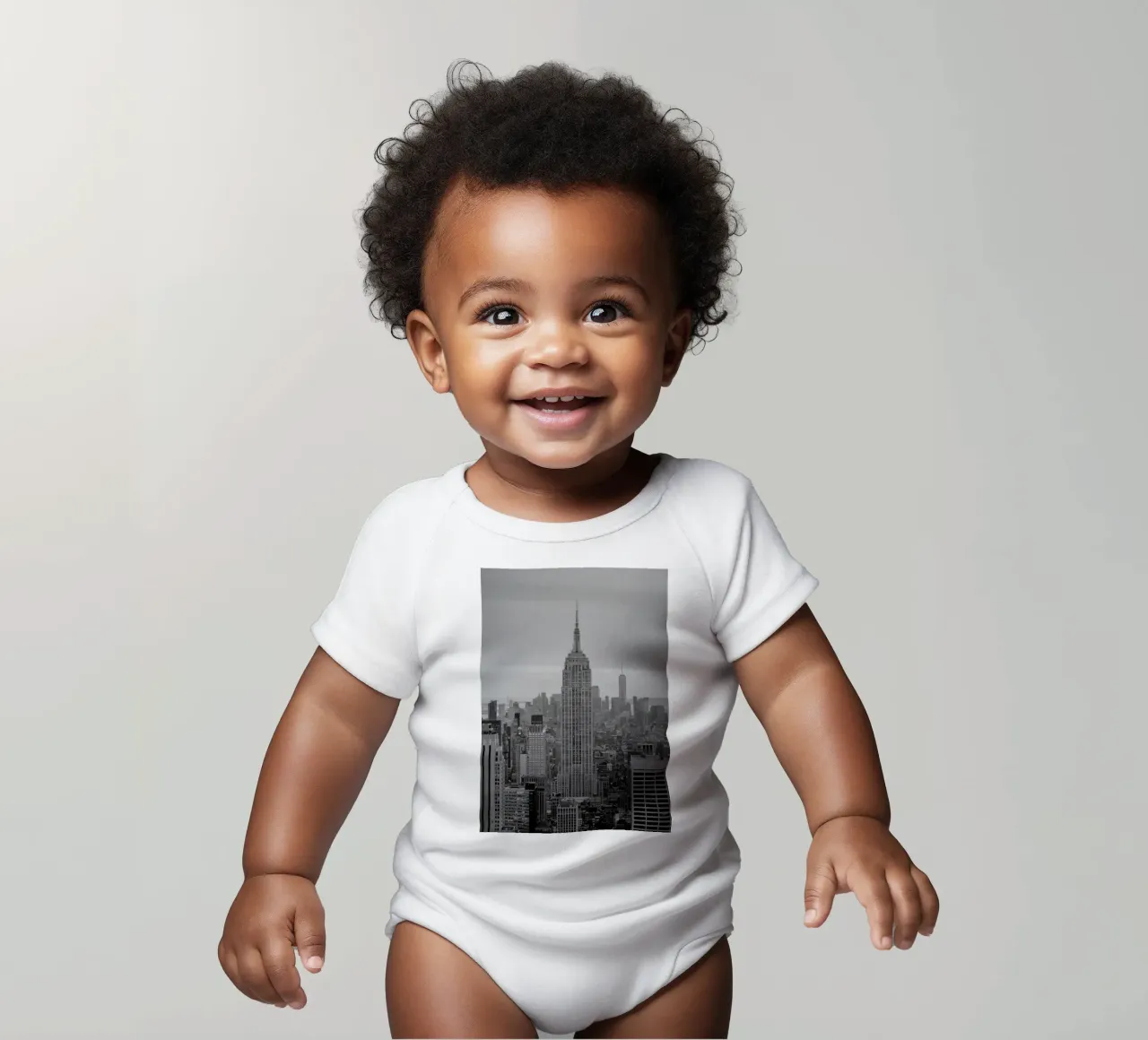 New York City Skyline - Empire State Building, Manhattan short-sleeve baby romper by Bold and Retro
